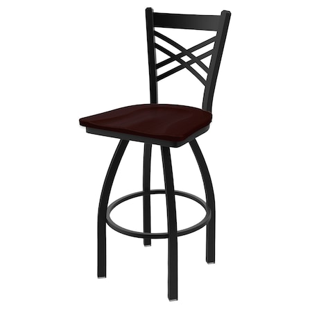 Holland Bar Stool Co 25" Swivel Counter Stool, Black Wrinkle, Dark Cherry Oak Seat 82025BWDCOak